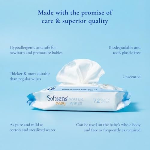 Softsens Baby 99.9% Pure Water Wipes | Pure Aloe Vera Extract with Lid Wipes For Babies (Pack of 3) - Image 3