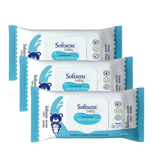 Softsens Baby 99.9% Pure Water Wipes | Pure Aloe Vera Extract with Lid Wipes For Babies (Pack of 3) - Image 1