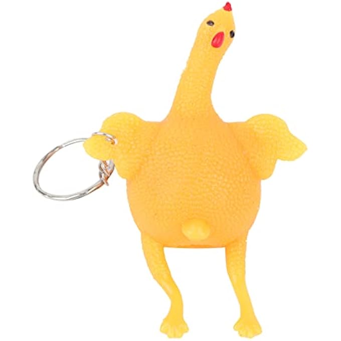 YDuupxe Chicken Squeeze Toy, Soft Rubber Cartoon Keychain Stress Relief for Kids, Cute Chicken Shape with Egg Surprise, Birthday Children - Image 5