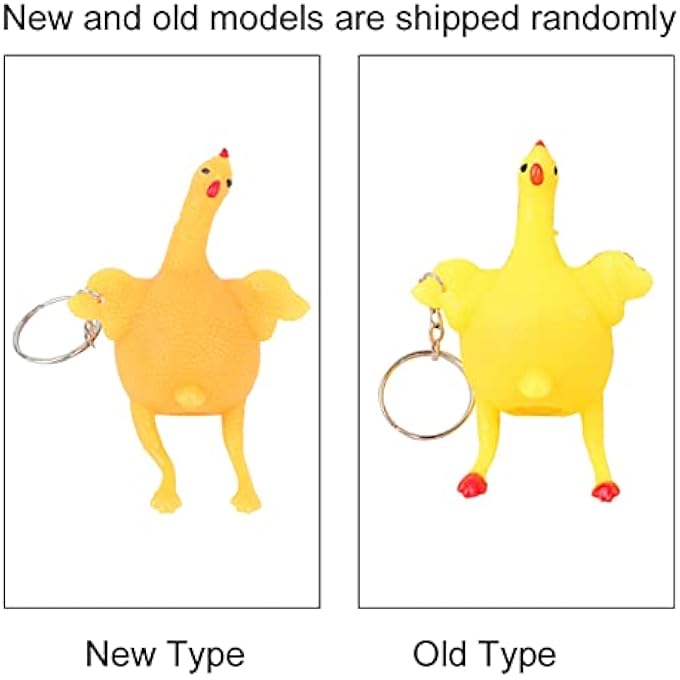 YDuupxe Chicken Squeeze Toy, Soft Rubber Cartoon Keychain Stress Relief for Kids, Cute Chicken Shape with Egg Surprise, Birthday Children - Image 2