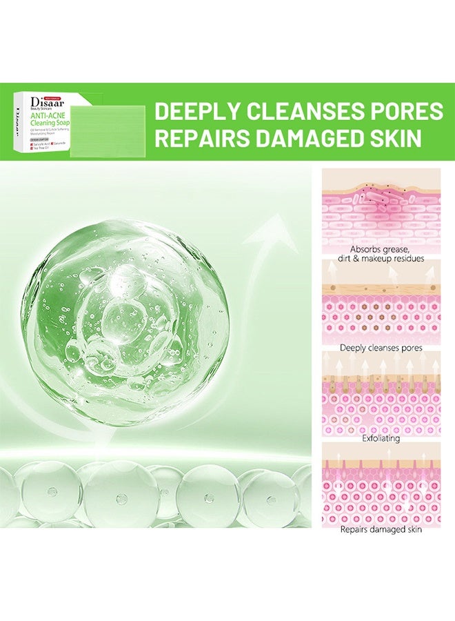 ديسار صابون تنظيف حمض الساليسيليك المضاد لحب الشباب ، للوجه للبشرة الجافة والدهنية الطبيعية ، تفتيح حب الشباب الخلفي ، تنعيم البشرة ، إزالة حب الشباب ، التقشير ، تحلية حب الشباب ، ترطيب البشرة صابون الاستحمام ، 100 جرام - Image 5