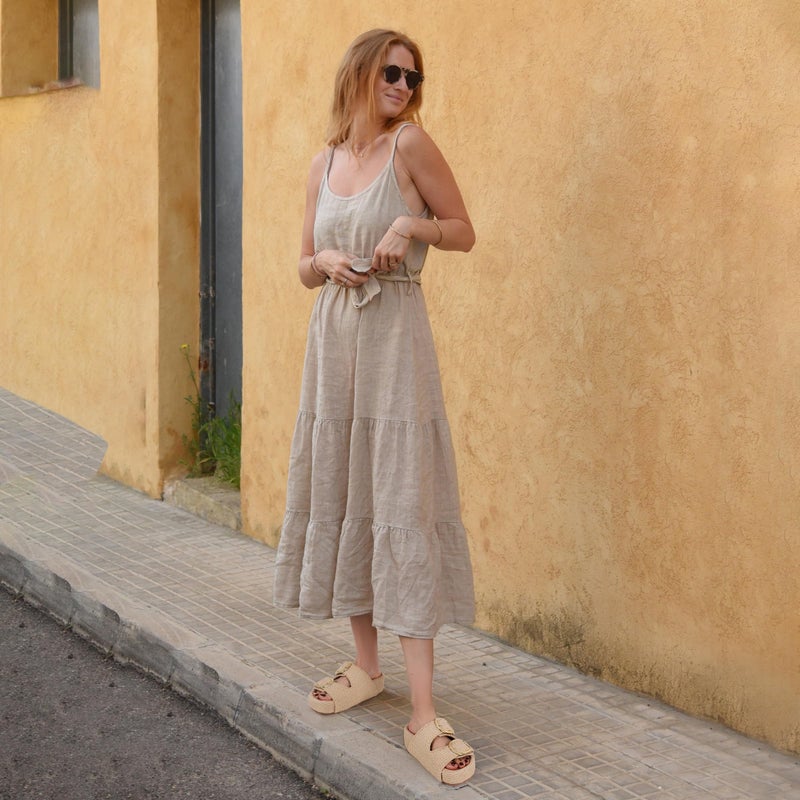 Atsroel Raffia Platform Sandals Slip On Flatform Espadrilles For Women Comfortable Woven Slides Summer Casual Straw Wedges Sandals For Women Size 8 - Image 2