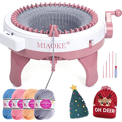 MIAOKE Knitting Machine, 48 Needles King Size Smart Weaving Loom Knitting Round Loom, Smart Knitting Board Rotating Double Knit Loom Machine, DIY Knitting Loom Machines Weaving Loom Kit for Adults Or Kids - Image 1