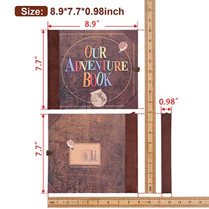 JIMBON Our Adventure Book Scrapbook Photo Album Retro Style Embossed Letter Cover Travel Diary Journal Scrap Book Kit For Couples,Memory Book For Anniversary Wedding - Image 2