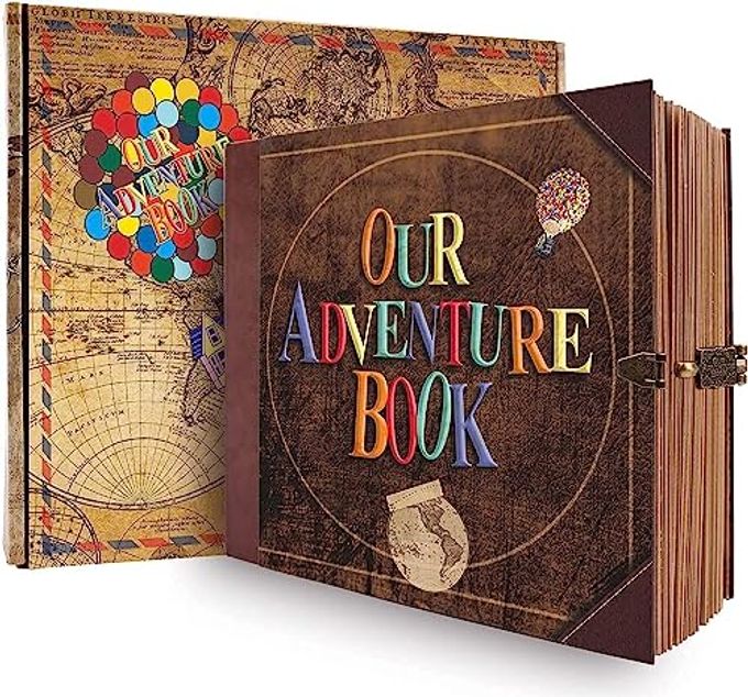 JIMBON Our Adventure Book Scrapbook Photo Album Retro Style Embossed Letter Cover Travel Diary Journal Scrap Book Kit For Couples,Memory Book For Anniversary Wedding - Image 4