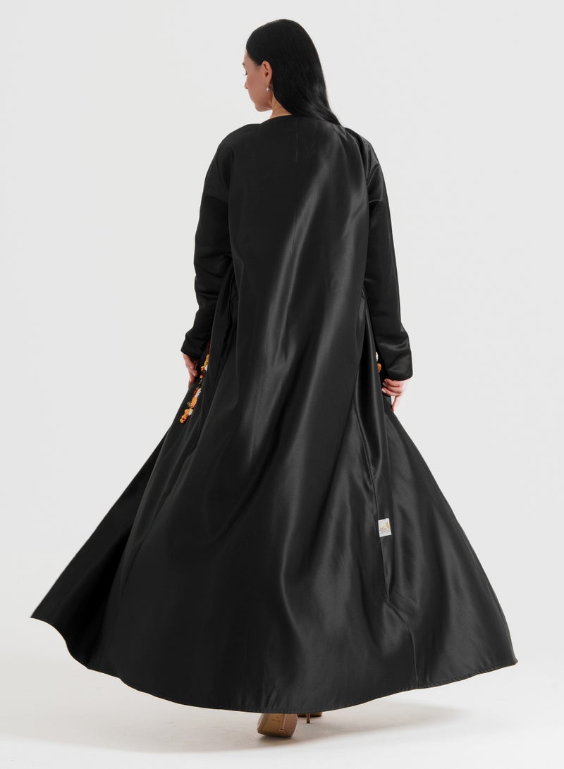 Rosette Abaya An exquisite abaya adorned with gold mix decorative hand embroidery - Image 4