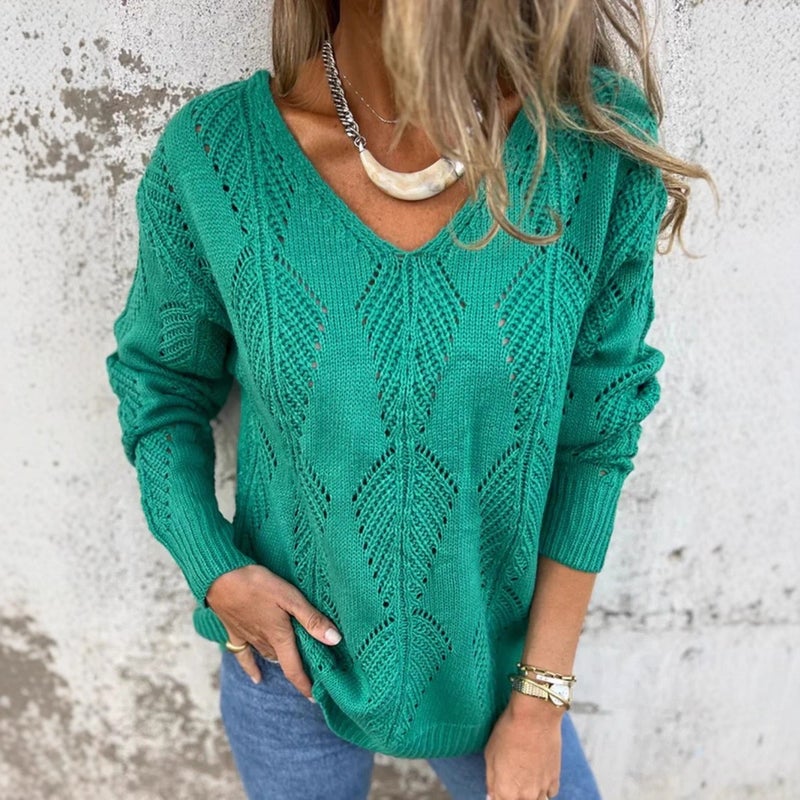 V-Neck Buttoned Long-Sleeve Double-Sided Knit 2026 Backless Sweater for Women, Loose Fit, Spring and Autumn Style, and Style, Thick Fabric - Image 3