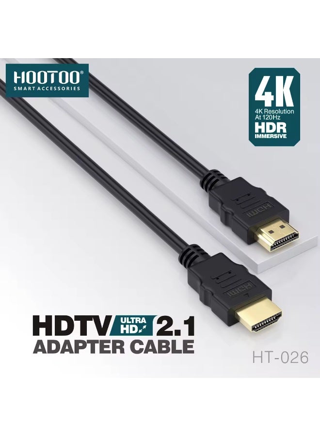 هوتو كيبل HDMI من HOOTOO – وصلة HDMI إلى HDMI بطول 5 أمتار، تدعم دقة 4K فائقة الوضوح. كيبل قوي وعالي الجودة بطول 5 متر لصورة واضحة وأداء ثابت. - Image 2