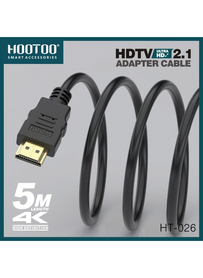 هوتو كيبل HDMI من HOOTOO – وصلة HDMI إلى HDMI بطول 5 أمتار، تدعم دقة 4K فائقة الوضوح. كيبل قوي وعالي الجودة بطول 5 متر لصورة واضحة وأداء ثابت. - Image 3