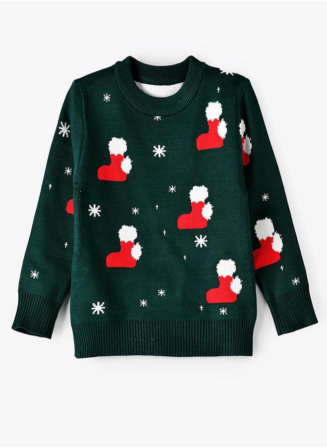 Stocking Printed Green Christmas Sweater - pzsku/ZFFA3F537FFF36445462CZ/45/_/1732721887/4b586ebb-f4f8-4203-8c95-c6e61576b0c9