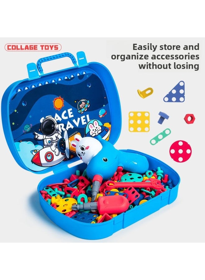 Shake The Sound Of The Same Children's Screw Pin Disassembly Toolbox Toy Electric Drill DIY Assembly Boy Cross-border-color:Thickened [Zoo] Tool Box Style 224-piece Set [Chinese E-commerce Box]  - Image 5