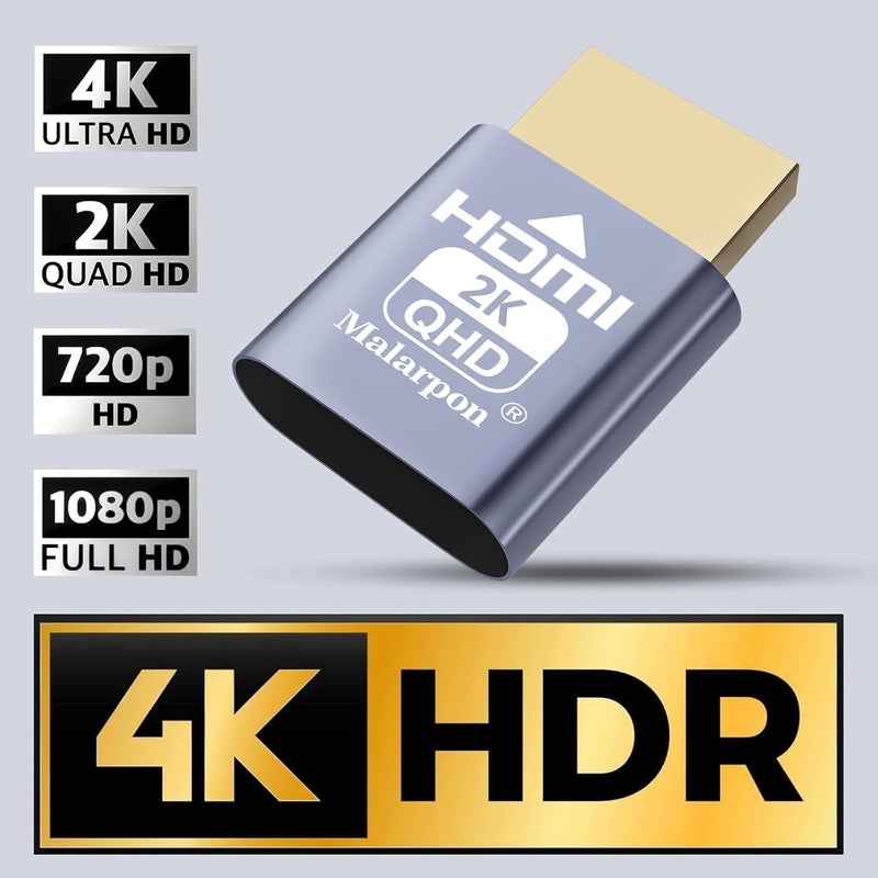 Malarpon موصل HDMI وهمي مناسب لمحاكي العرض بدون رأس DDC EDID مع Windows Mac OSX Linux رائع لدعم تسريع الرسوميات 1920x1080@60Hz 6P - Image 4