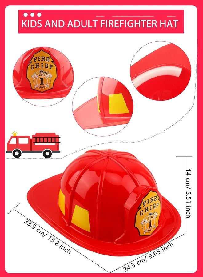 Cotiny 4 Pcs Kid Plastic Fire Helmets Firefighter Hats Red Fireman Hats for Birthday Cosplay Halloween Accessories, 2 Styles (Color Style 1) - Image 2