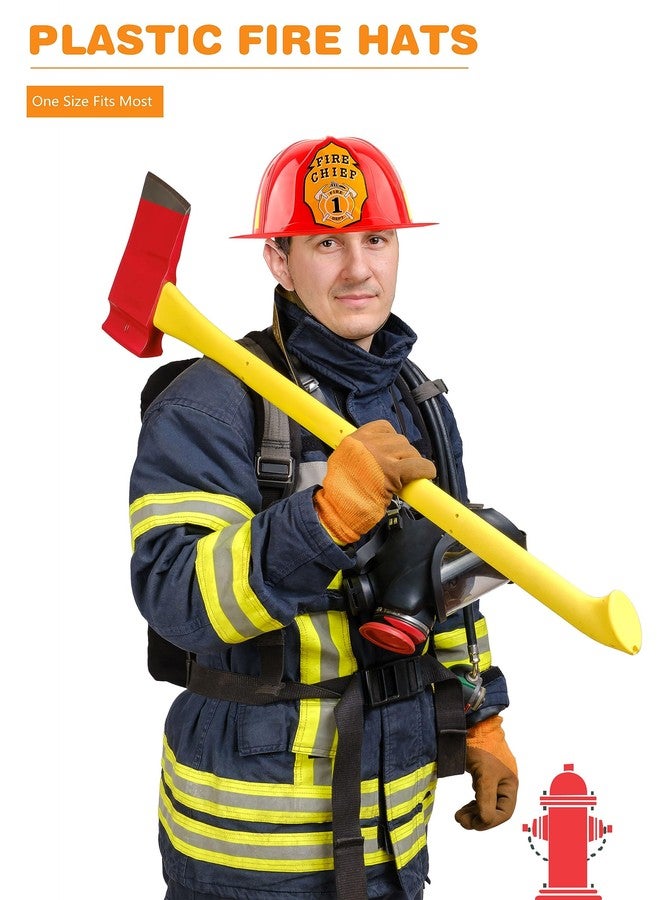 Cotiny 4 Pcs Kid Plastic Fire Helmets Firefighter Hats Red Fireman Hats for Birthday Cosplay Halloween Accessories, 2 Styles (Color Style 1) - Image 4