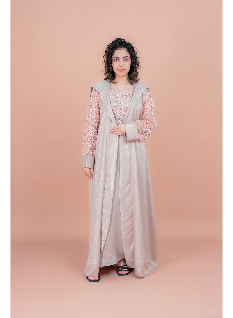 اكسا جلابية جلامور بتصميم عصري وردي - Image 1