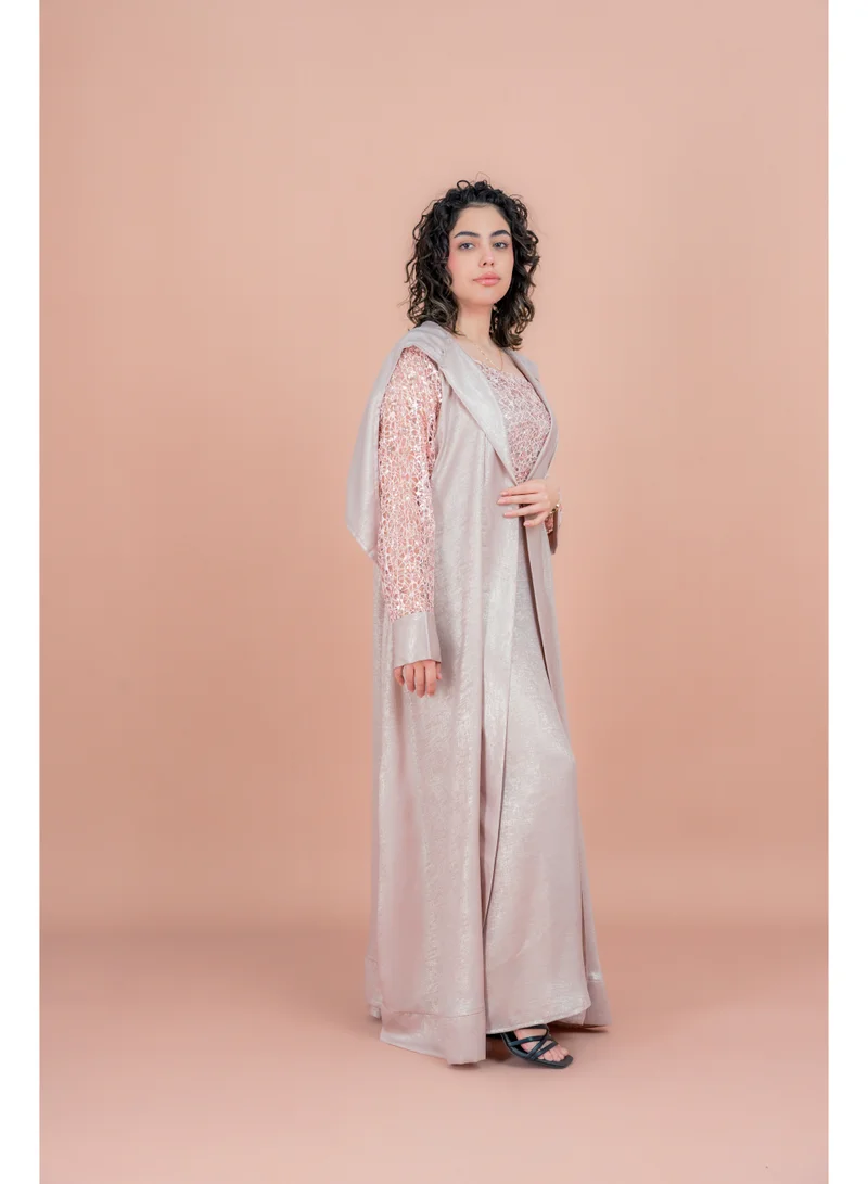 IKKXA Shimmer Modern Design Jalabiya IN9157 Pink