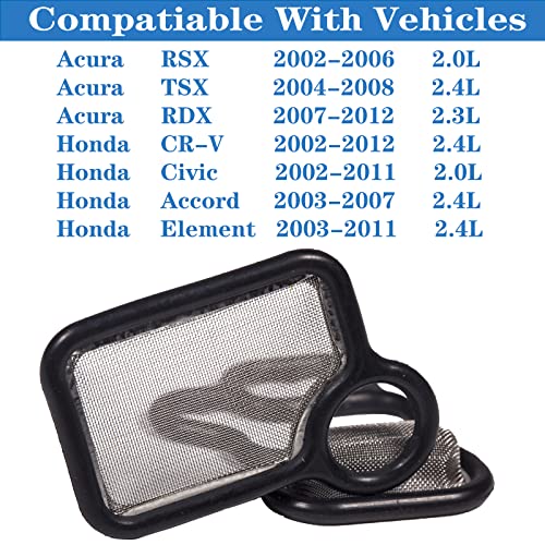 HIHIAV 917-176 لجهاز هوندا أكورد 2.4 VVT VTEC غطاء فلتر صمام الملف اللولبي فلتر CRV عنصر سيفيك Si أكورد كروس تور أكورا R/TSX RDX 2002 2003 2004 2005-2015 15845-RAA-A01 15810-RAA-A01 2.0L 2.4L - Image 2