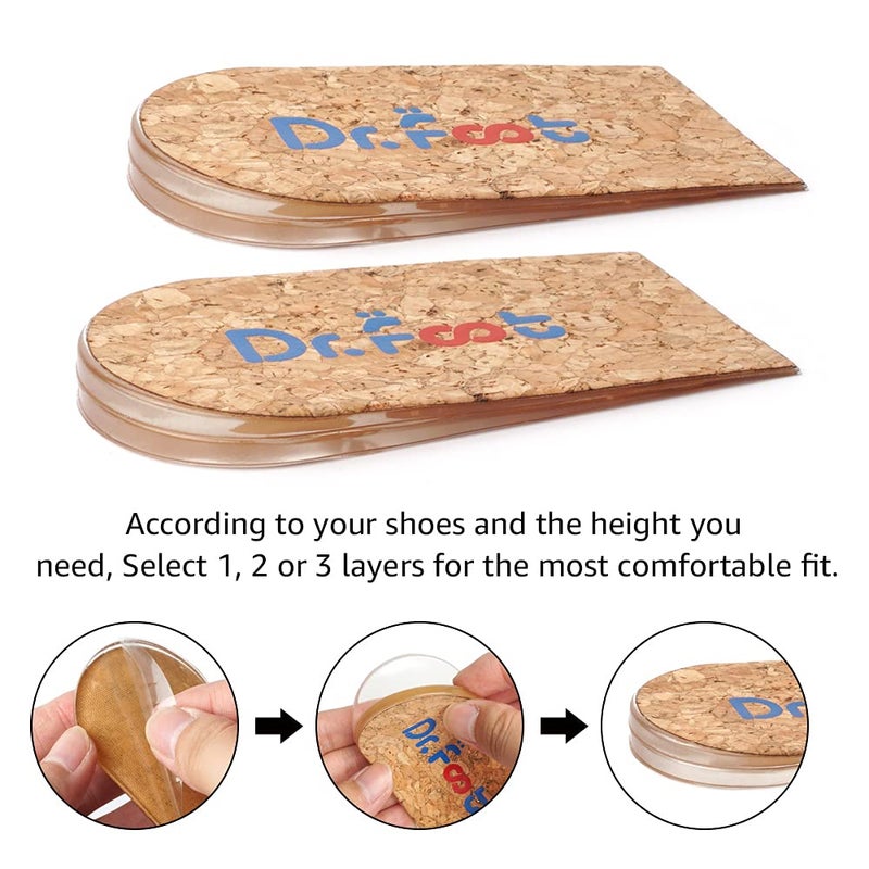 Dr.Foot دعامة كعب د. فوت لتفاوت طول الساقين، نعل لزيادة الطول لكعب القدم، آلام الكعب، إصابات رياضية، والتهاب وتر العرقوب (2 طبقات: صغير - للنساء 4.5-9.5 | للرجال 6-8.5) - Image 3