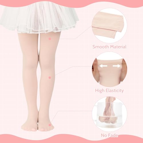 Zando Girls Nude Tights for Girls 4-6 - Ultra Soft Ballet Tights for Girl 4-6 Elastic Ballet Footed Halloween Tight Girl for Daily School Christmas 3-6 Years - Image 3