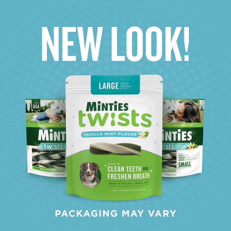Minties Dental Twists for Dogs, Vet-Recommended Vanilla-Flavored Dental Chews, Dental Treats Clean Teeth, Fight Bad Breath and Removes Plaque and Tartar, Green, 12 Ounce (Pack of 1) - Image 2