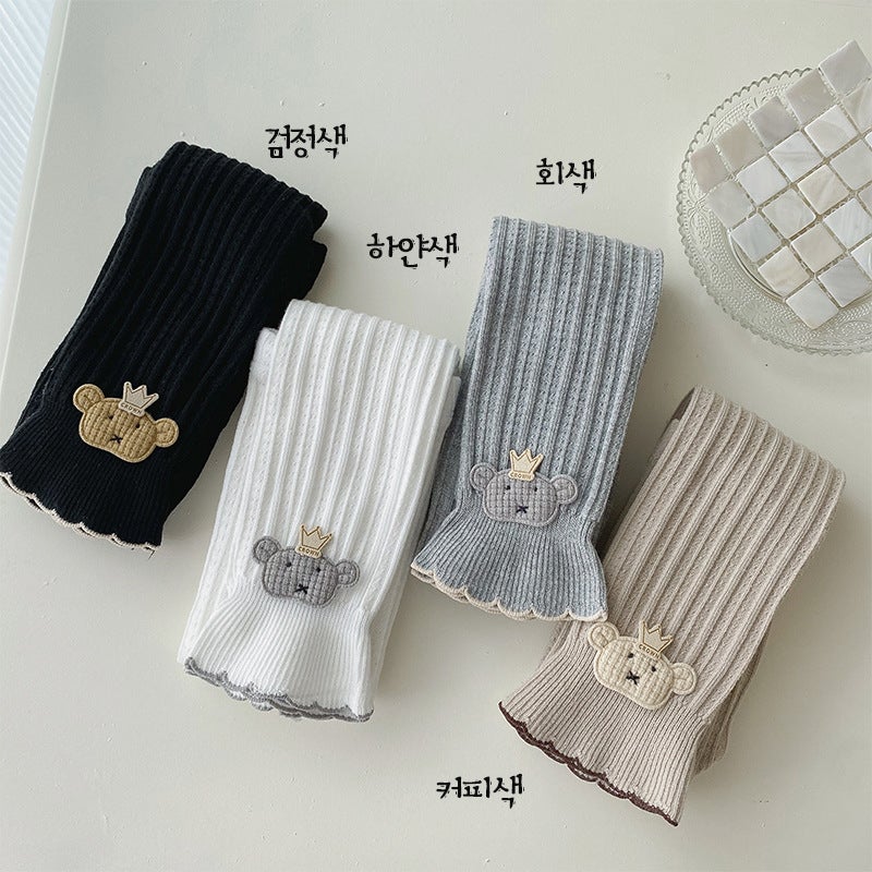 2022 Autumn New Girls' Nine-Point Crown Bear Children'S Pants Spring Stylisch Stylisch Bottoming Pantyhose - Image 3