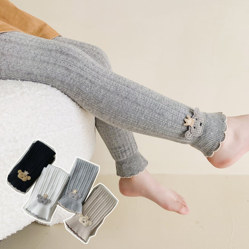 2022 Autumn New Girls' Nine-Point Crown Bear Children'S Pants Spring Stylisch Stylisch Bottoming Pantyhose - Image 2