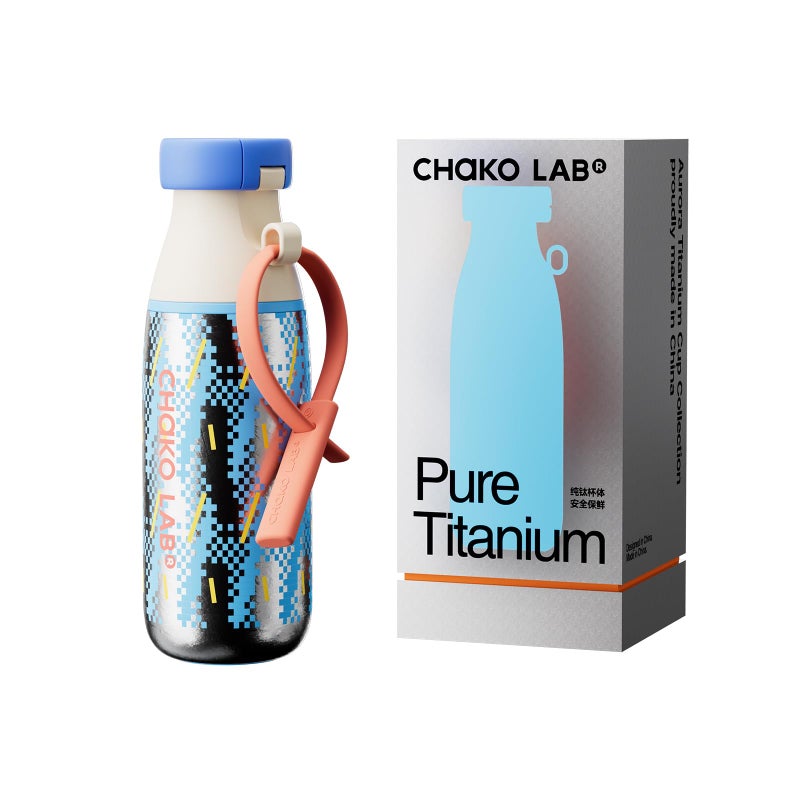 CHAKO LAB Insulated Ti Water Bottle with Two Strap | BPA-Free Leak Proof | 17oz Bottle with Spout Lid & Straw | Sunny - Image 1
