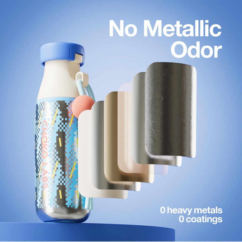 CHAKO LAB Insulated Ti Water Bottle with Two Strap | BPA-Free Leak Proof | 17oz Bottle with Spout Lid & Straw | Sunny - Image 4