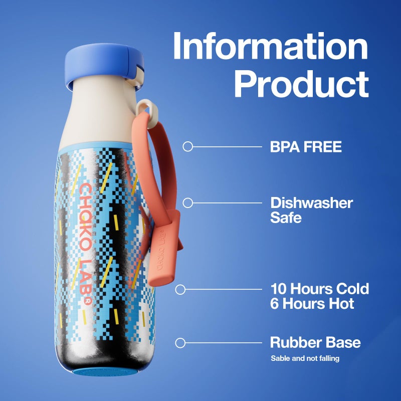 CHAKO LAB Insulated Ti Water Bottle with Two Strap | BPA-Free Leak Proof | 17oz Bottle with Spout Lid & Straw | Sunny - Image 2