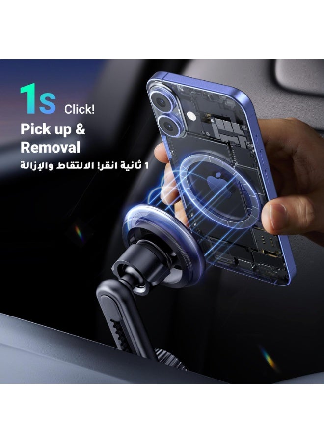 حامل هاتف للسيارة لفتحة التكييف، حامل دوار 360° للاستخدام بيد واحدة مع خطاف معدني، حامل ثابت للجوال مناسب لهواتف 5.8–7.2 بوصة - Image 3