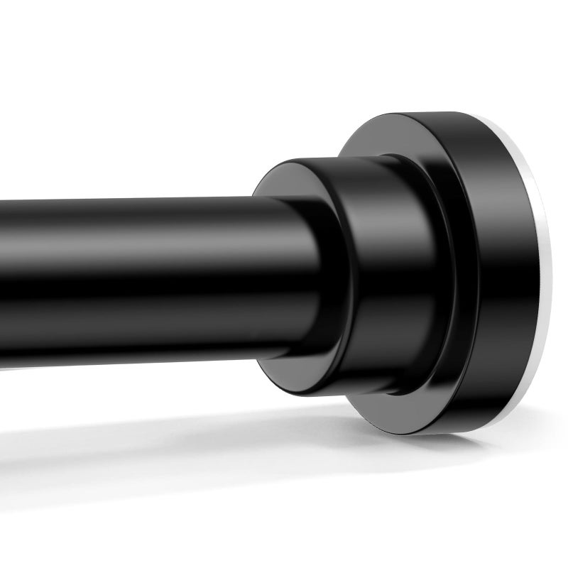 QINGYUN Shower Curtain Rod 31-76 Inch,0.87"Diameter Adjustable Spring Tension Curtain Rods No Drill,Matte Black Shower Tension Rod for Bathroom,Room Divider,Window,Anti-Rust Non-Slip 1-Pack - Image 1