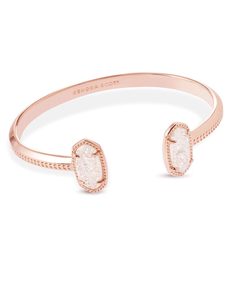 Kendra Scott Elton Cuff Bracelet for Women, Fashion Jewelry, Rose Gold-Plated, Iridescent Drusy - Image 1
