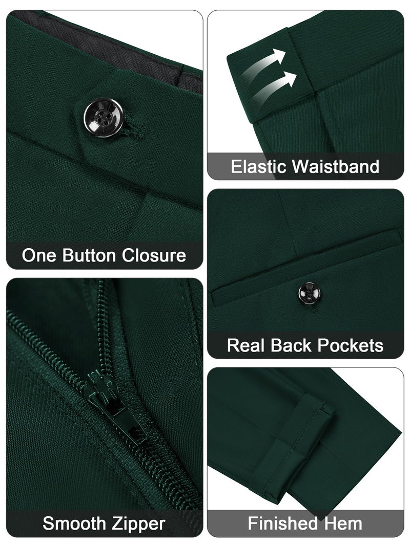 MAGE MALE Men's Slim Fit 3 Piece Suit One Button Solid Shawl Lapel Blazer Jacket Vest Pants Set with Tie Pocket Square Dark Green - Image 4
