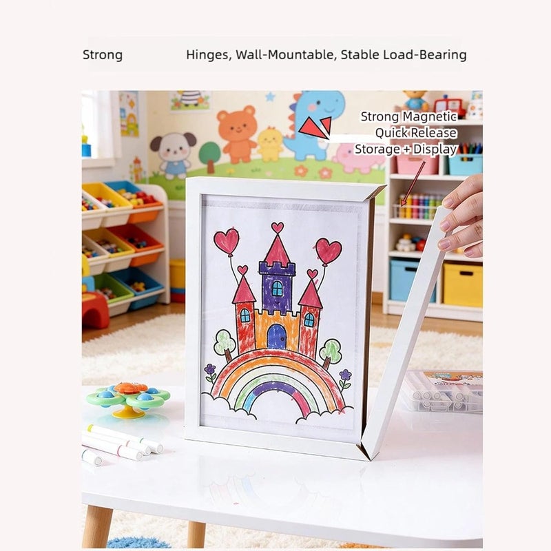 ordinarYone Easy Change Magnetic Closures Photo Frame Wood Picture Storage Frame Memory Display Case For Home Offices School Decors - Image 4