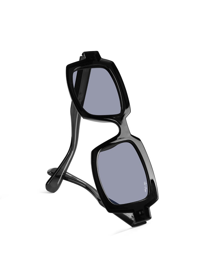 Woggles Posh Black Polarized Rectangle Sunglasses|100% UV Protected| Men & Women - Image 4