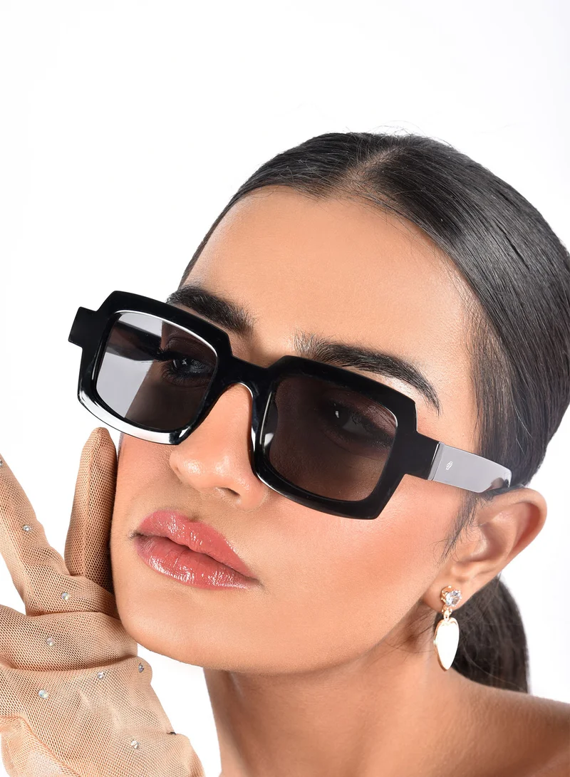 Woggles  Posh Black Polarized Rectangle Sunglasses|100% UV Protected| Men & Women  | Best Price UAE