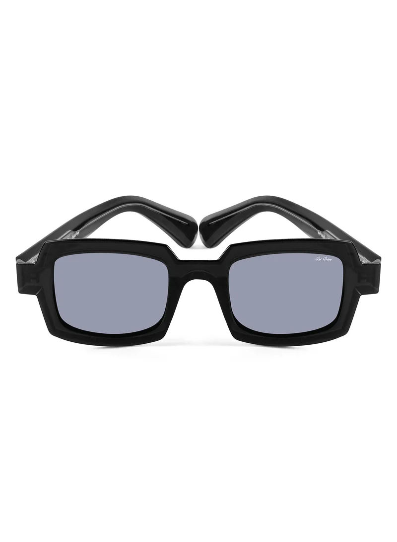 Woggles Posh Black Polarized Rectangle Sunglasses|100% UV Protected| Men & Women