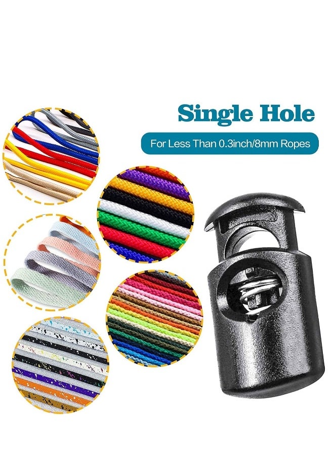Generic - Plastic Cord Locks, Upgraded Single Hole Spring Toggle Stopper Stops Fastener Toggles for Shoelaces, Drawstrings, Paracord, Bags, Clothing, and More (10Pcs, Black) - Image 1