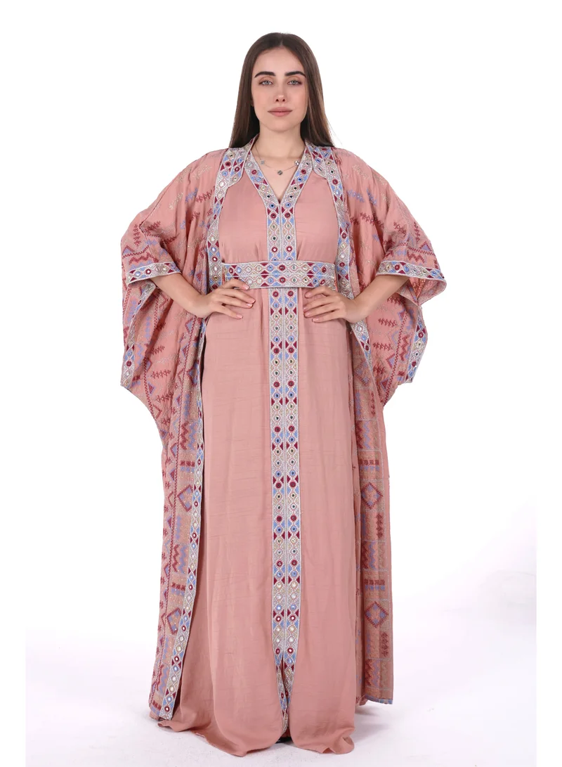 AL BENT AL SHARQIEH embroidered linen kaftan dress