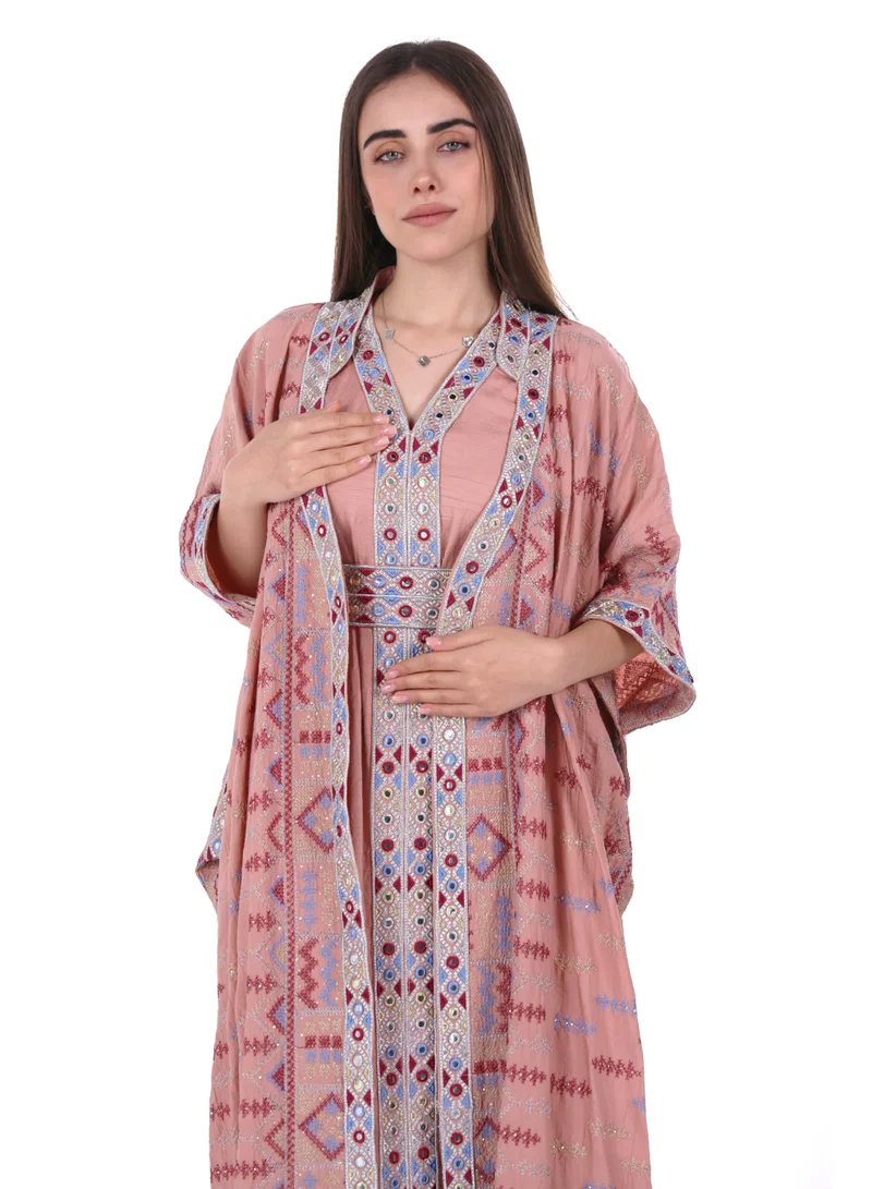 AL BENT AL SHARQIEH embroidered linen kaftan dress