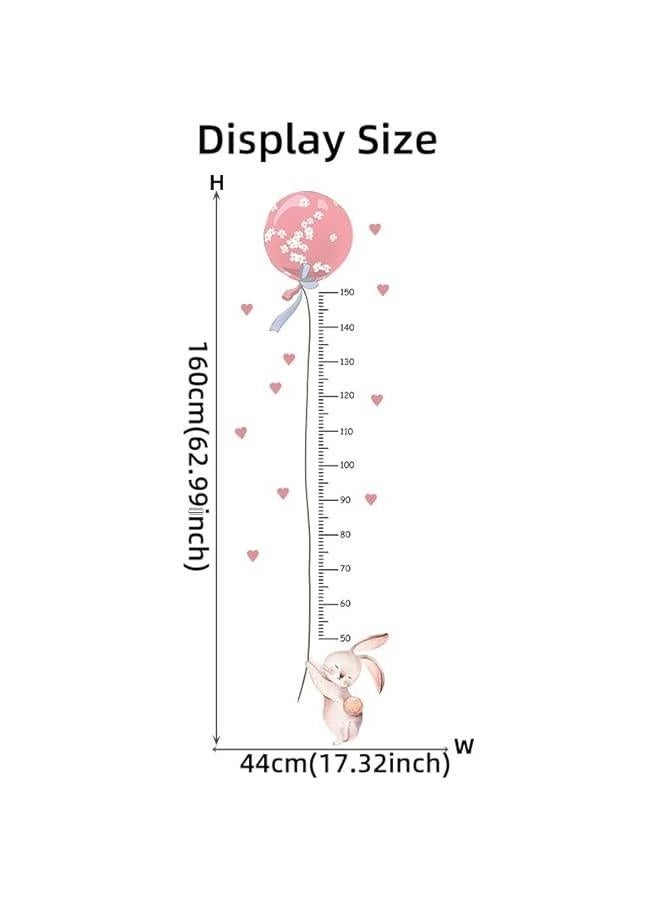 Pink Balloon Rabbit Wall Stickers for Baby Girls Room Kids Room Height Ruller Grow Up Chart Stickers Height Measurement Wall Decals Baby Nursery Kindergarten Background Decoration - Image 2