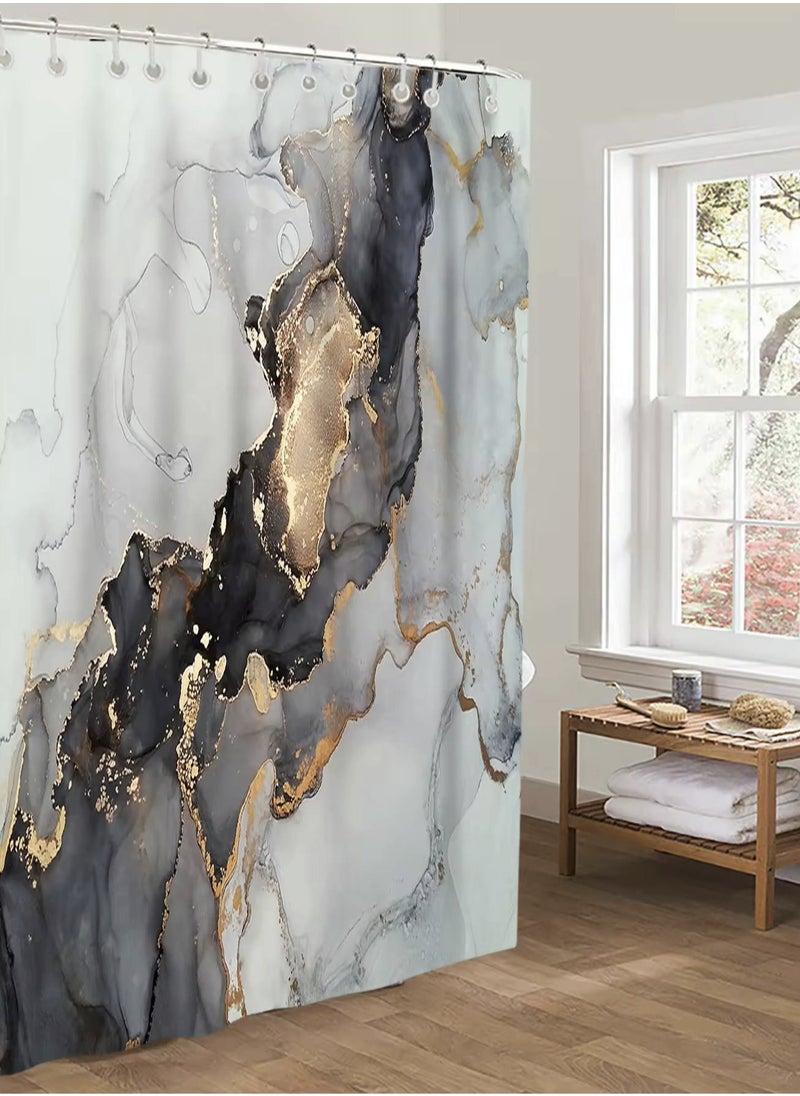 Generic Shower curtain for bathroom 180*200 cm with hooks, Modern luxury Marble pattern  - Image 3