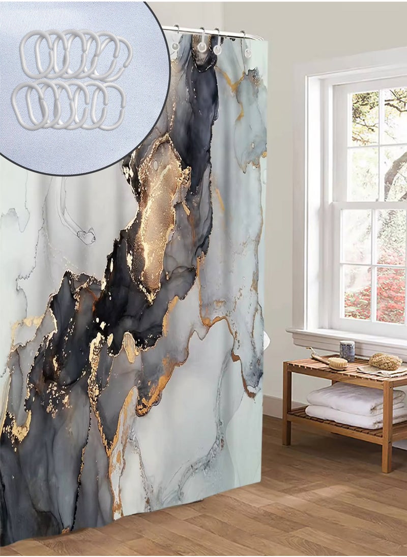 Generic Shower curtain for bathroom 180*200 cm with hooks, Modern luxury Marble pattern  - Image 5