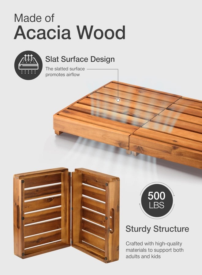 HOLANA 25 Inch Acacia Foldable Wooden Step Stool for Adults & Elderly & Handicap- Adjustable 3" to 6" - Heavy Duty 400lbs - Mobility Step Stool for High Beds & Outdoor Use - Wood Stepping Stool - Image 3