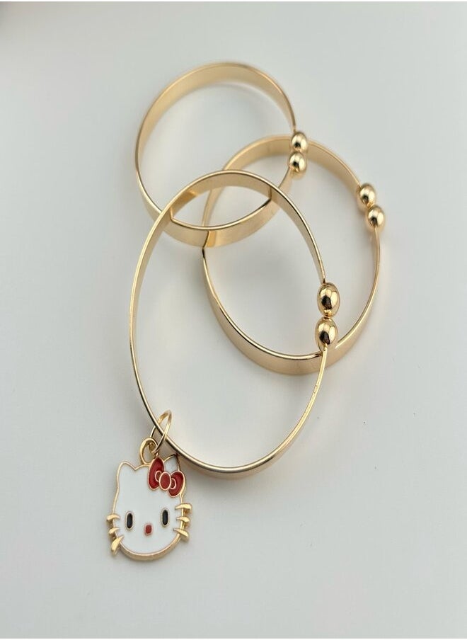 Generic Luxury girls bracelet set with Hello Kitty pendant  - Image 1