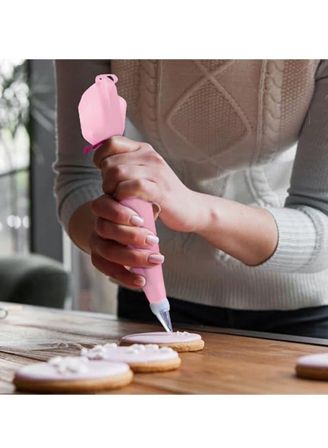 Icing Piping Cake Decorating Bag, Reusable Food Grade Silicone Cream Pastry Bag Light, 18 Inches Baking Tools (Pink) - Image 4