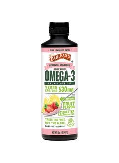 Pink Lemonade Vegan Omega 3 Supplement Liquid Algae Oil With 630 Mg Epa & Dha Plant Based Omegas From Algal Oil Nongmo & Gluten Free 16 Oz