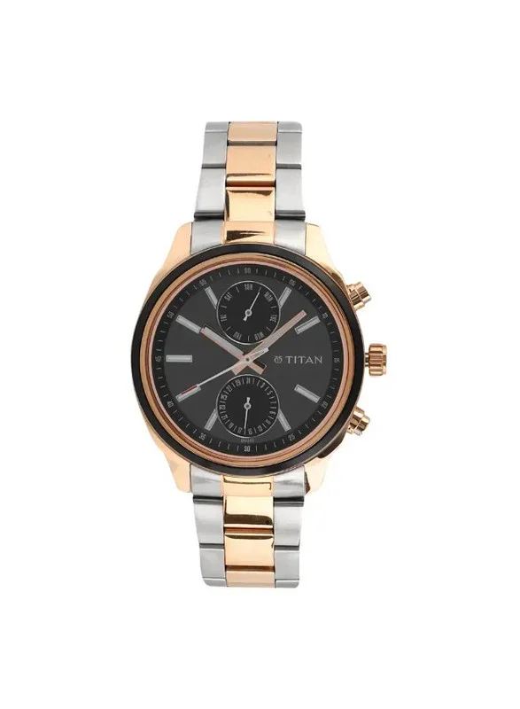 Titan Workwear Quartz Multifunction Watch for Men Black Dial With Stainless Steel Strap