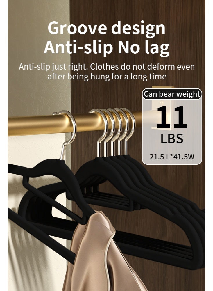 30 حزمة مخملية شنقات فائقة، رقيقة غير انزلاق الكبار شعر توفير المساحة شنقات لخزانة الثقيلة المهام معطف بنطلون سترات فستان شنقات عقد حتى، أسود - Image 3