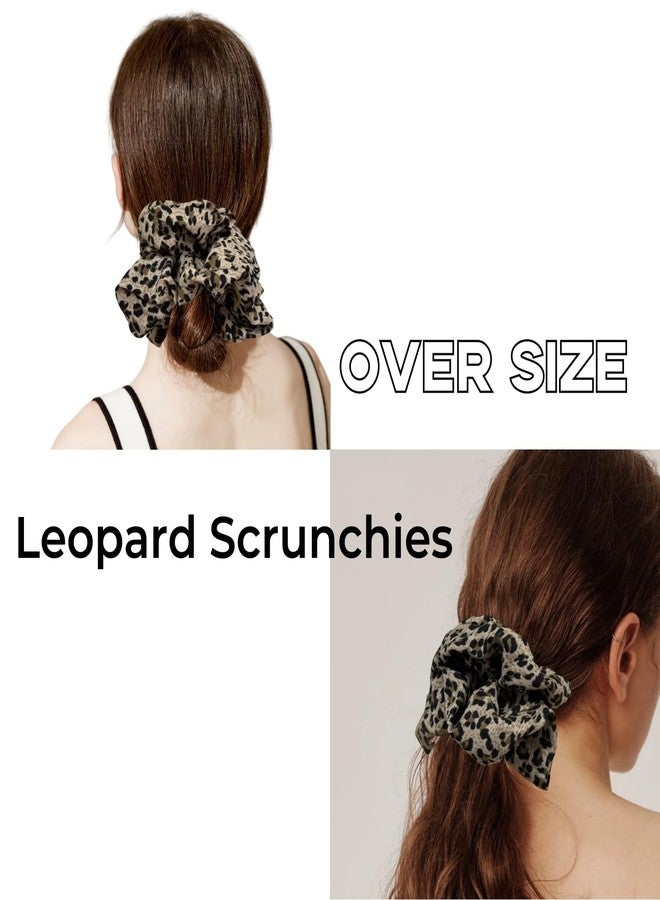 manipepe 4 Pack Jumbo Scrunchies for Women Leopard Oversized Scrunchies for Thick Hair Ties Accessories - Image 3
